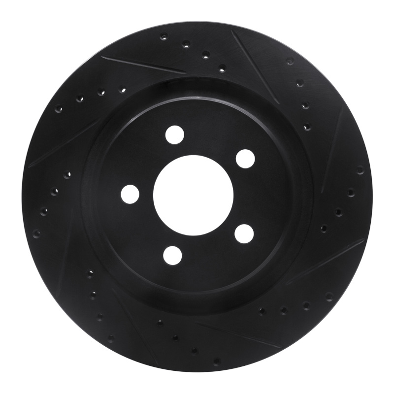 Jeep Liberty Brake Rotor (1) - Front Right - R1 Concepts - Drilled & Slotted - Black - `11-`12